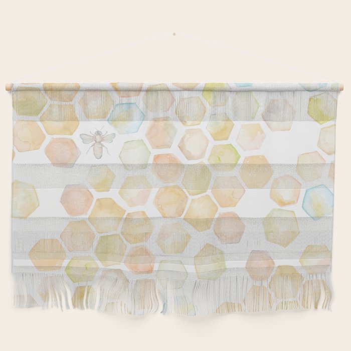 Bee and honeycomb watercolor Wall Hanging Gallery Image 1