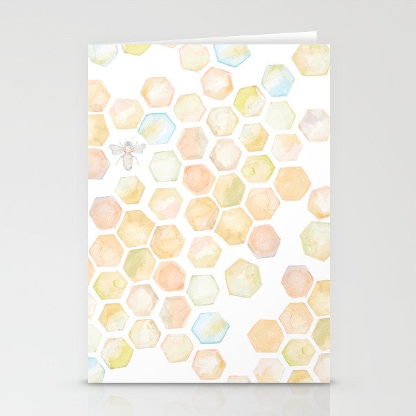 Bee and honeycomb watercolor Stationery Card Gallery Image 2
