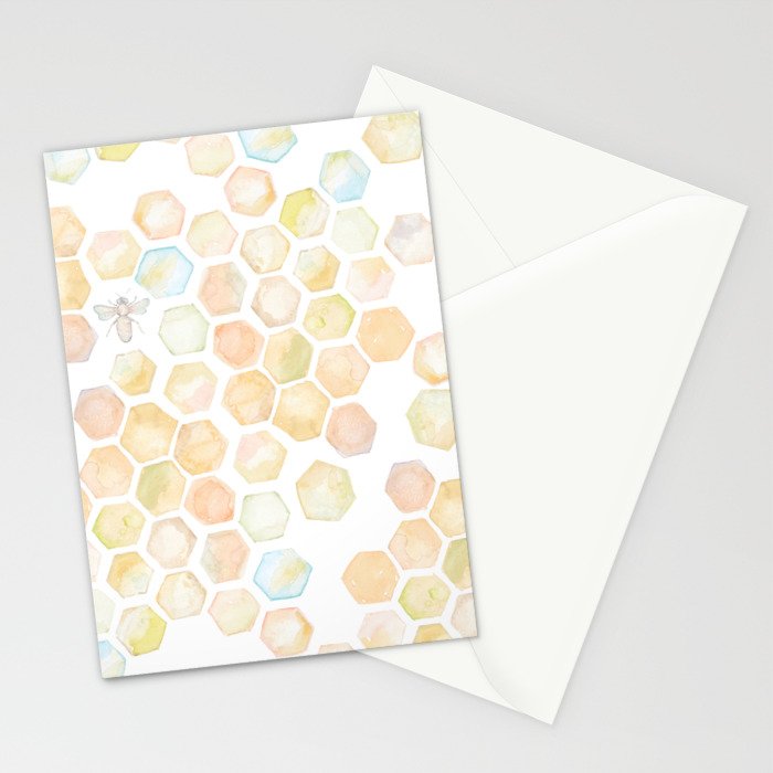Bee and honeycomb watercolor Stationery Card Gallery Image 2