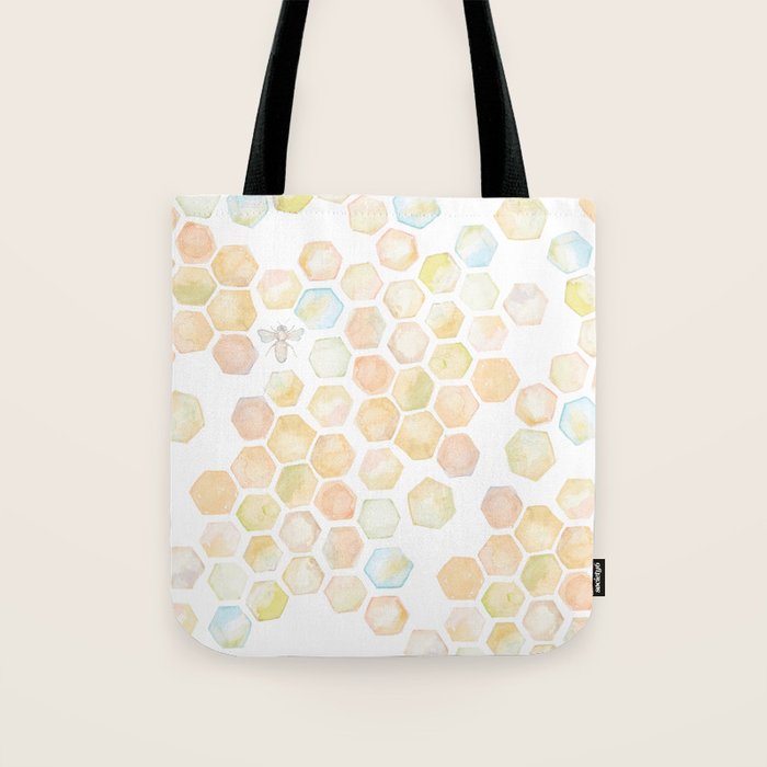 Bee and honeycomb watercolor Tote Bag Gallery Image 1