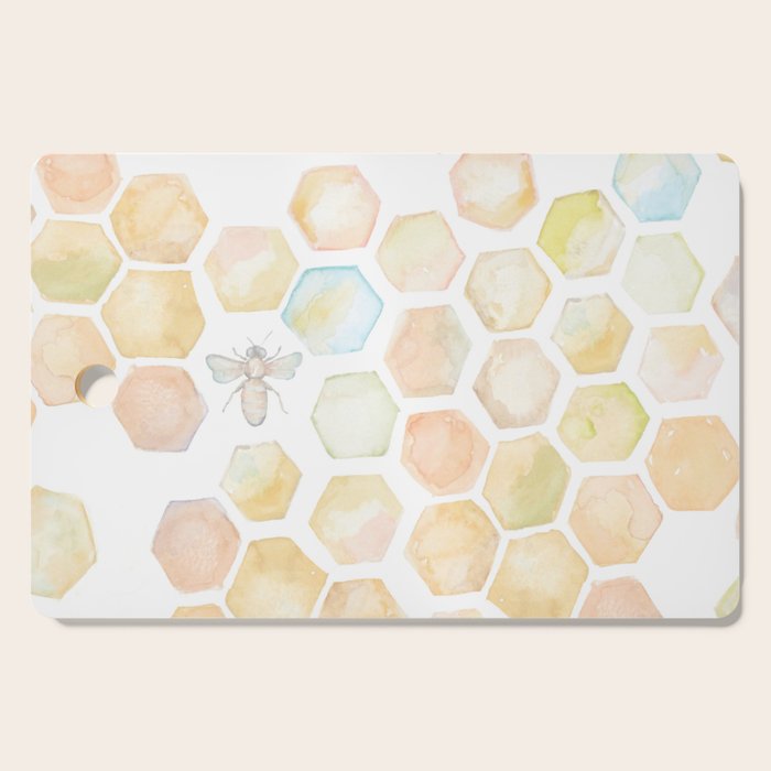 Bee and honeycomb watercolor Cutting Board Gallery Image 1