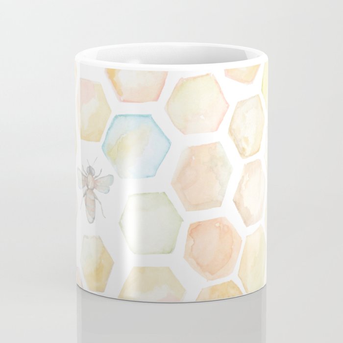 Bee and honeycomb watercolor Coffee Mug Gallery Image 4