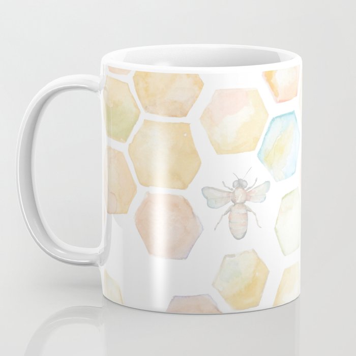 Bee and honeycomb watercolor Coffee Mug Gallery Image 3