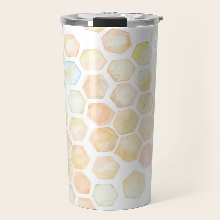 Bee and honeycomb watercolor Travel Mug Gallery Image 1