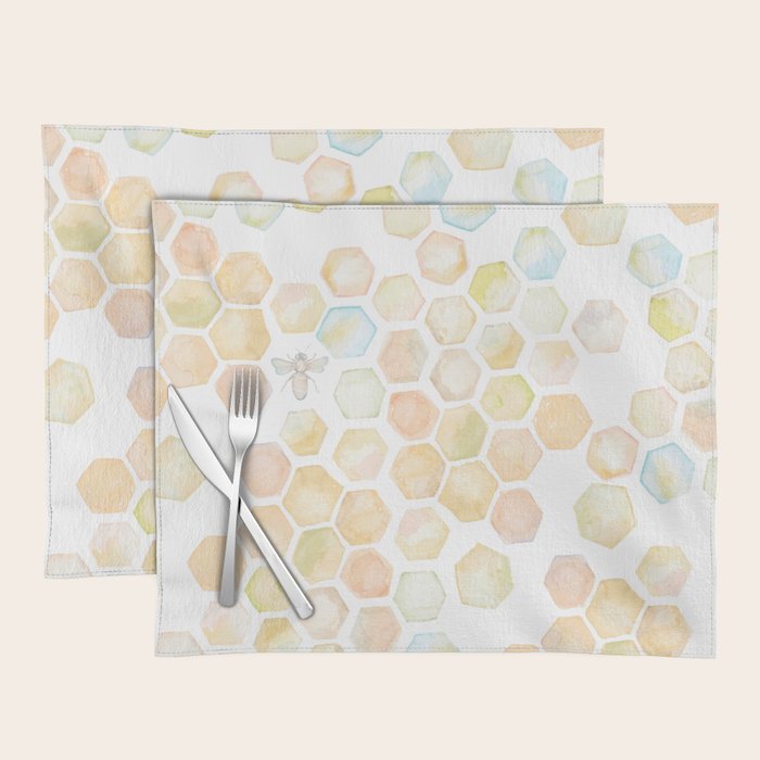 Bee and honeycomb watercolor Placemat Gallery Image 1