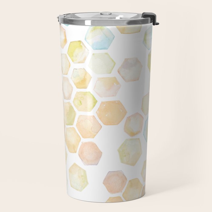 Bee and honeycomb watercolor Travel Mug Gallery Image 2