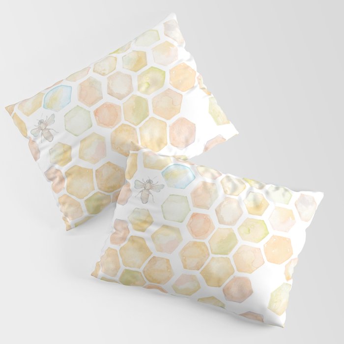 Bee and honeycomb watercolor Pillow Sham Gallery Image 1