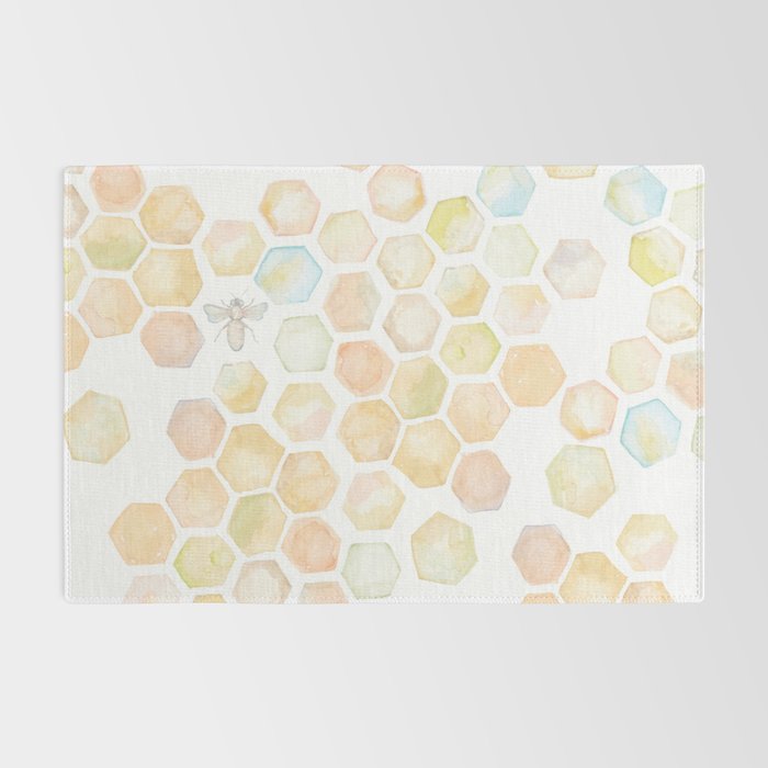 Bee and honeycomb watercolor Rug Gallery Image 2