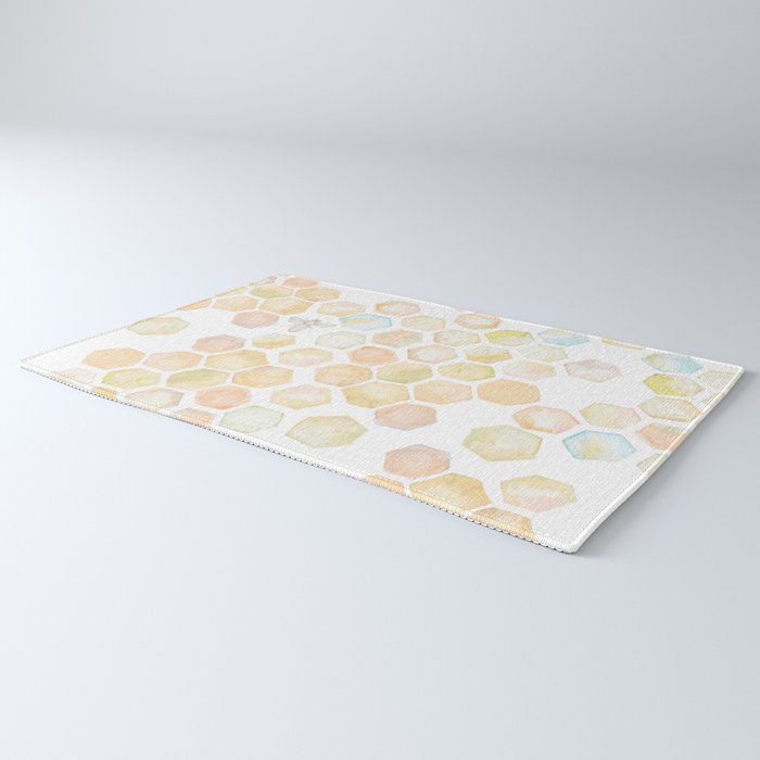 Bee and honeycomb watercolor Rug Gallery Image 3