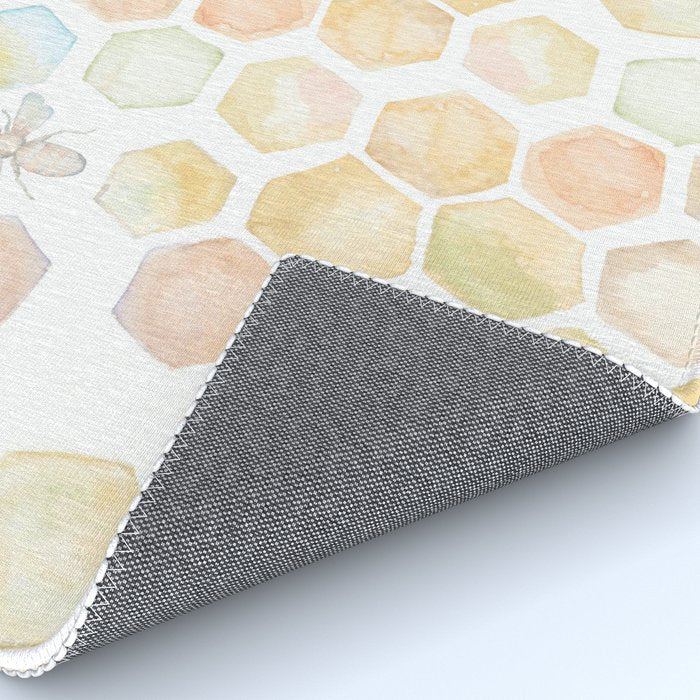 Bee and honeycomb watercolor Rug Gallery Image 4