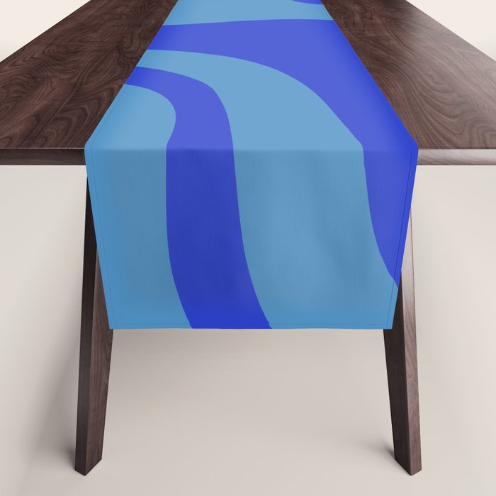 Retro Liquid Swirl Contemporary Abstract Pattern 2 in Cobalt Blue Table Runner Gallery Image 1