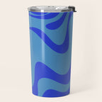 Retro Liquid Swirl Contemporary Abstract Pattern 2 in Cobalt Blue Travel Mug Gallery Image 2