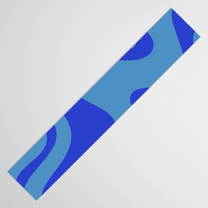 Retro Liquid Swirl Contemporary Abstract Pattern 2 in Cobalt Blue Table Runner Gallery Image 3
