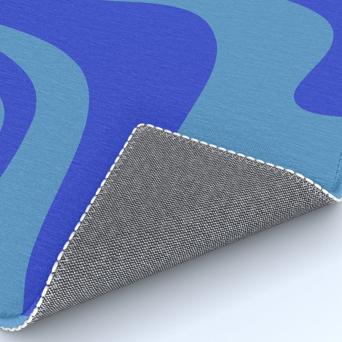 Retro Liquid Swirl Contemporary Abstract Pattern 2 in Cobalt Blue Rug Gallery Image 4