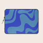 Retro Liquid Swirl Contemporary Abstract Pattern 2 in Cobalt Blue Laptop Sleeve Gallery Image 1