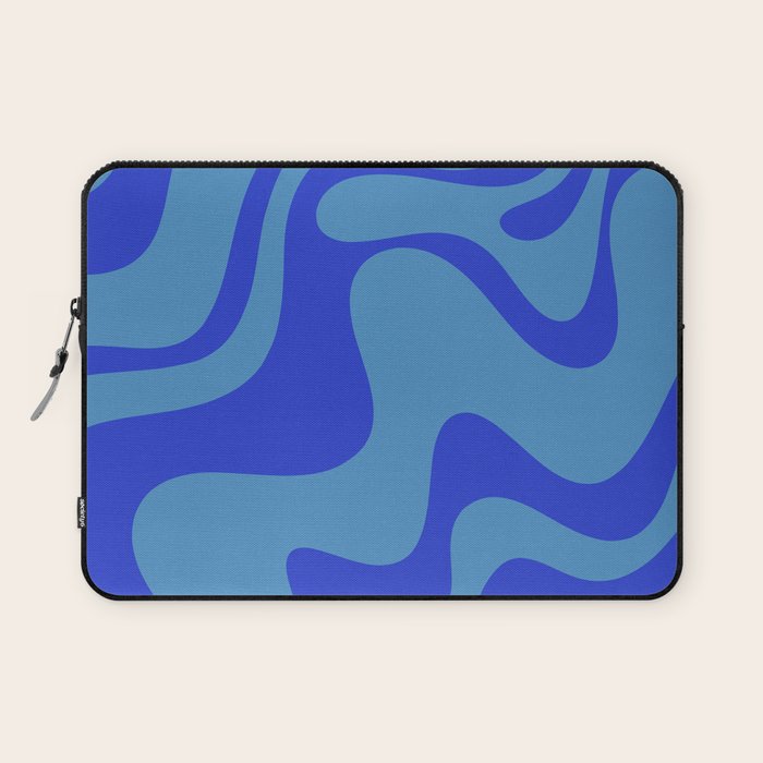 Retro Liquid Swirl Contemporary Abstract Pattern 2 in Cobalt Blue Laptop Sleeve Gallery Image 1