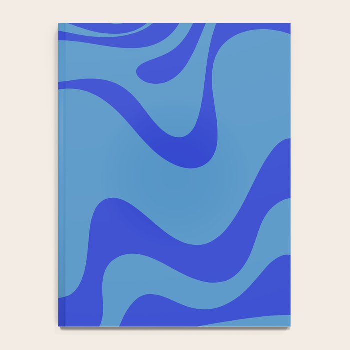 Retro Liquid Swirl Contemporary Abstract Pattern 2 in Cobalt Blue Notebook Gallery Image 4