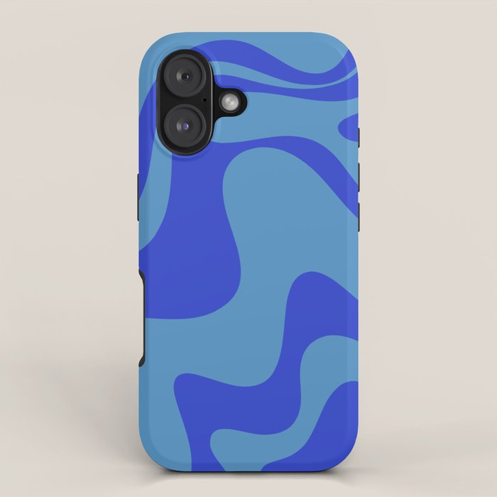 Retro Liquid Swirl Contemporary Abstract Pattern 2 in Cobalt Blue iPhone Case Gallery Image 1