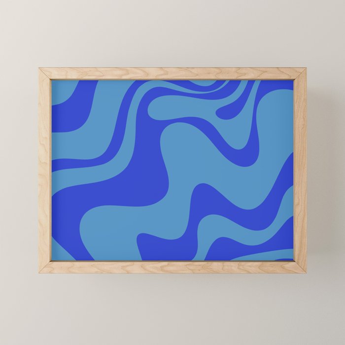 Retro Liquid Swirl Contemporary Abstract Pattern 2 in Cobalt Blue Mini Art Print Gallery Image 1