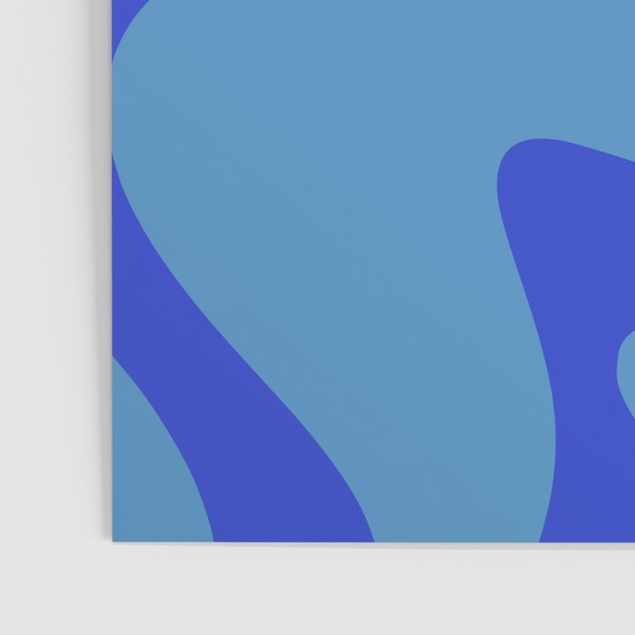 Retro Liquid Swirl Contemporary Abstract Pattern 2 in Cobalt Blue Poster Gallery Image 3