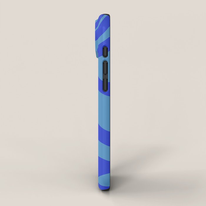 Retro Liquid Swirl Contemporary Abstract Pattern 2 in Cobalt Blue iPhone Case Gallery Image 2
