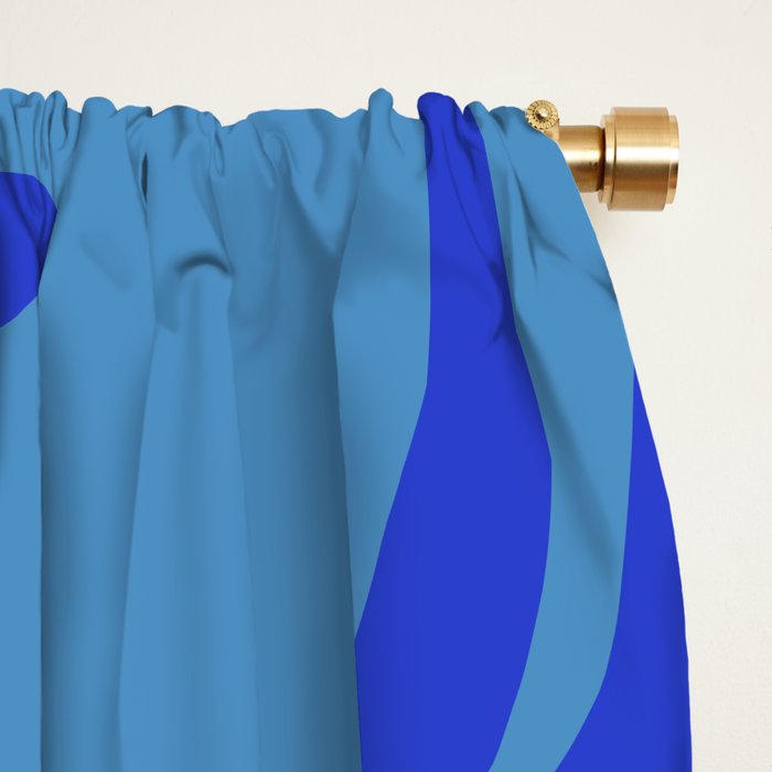 Retro Liquid Swirl Contemporary Abstract Pattern 2 in Cobalt Blue Window Curtain Gallery Image 2
