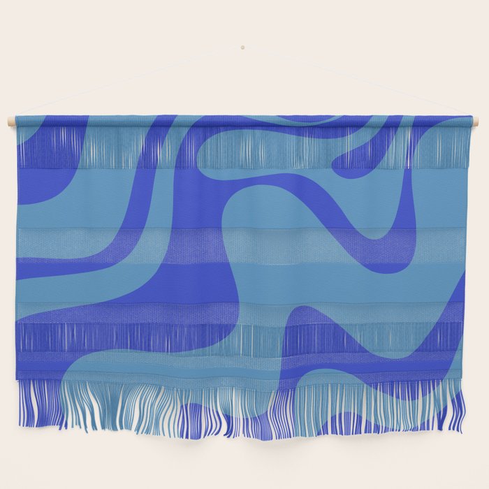 Retro Liquid Swirl Contemporary Abstract Pattern 2 in Cobalt Blue Wall Hanging Gallery Image 1