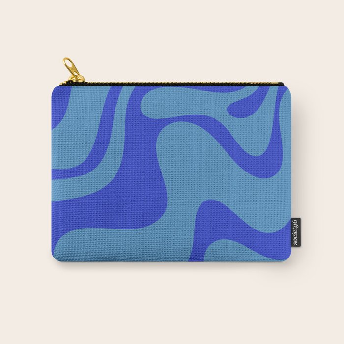 Retro Liquid Swirl Contemporary Abstract Pattern 2 in Cobalt Blue Carry All Pouch Gallery Image 1