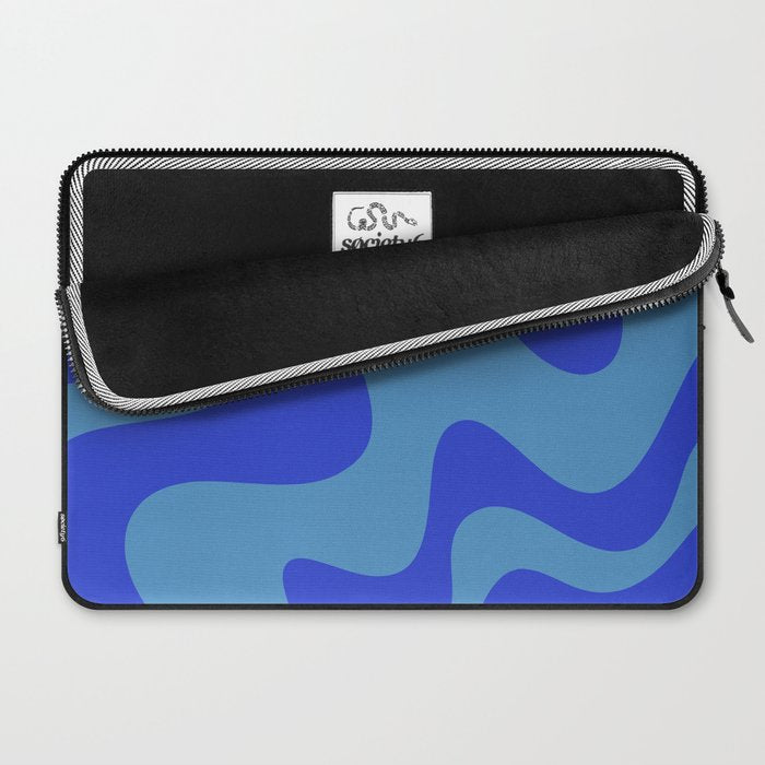 Retro Liquid Swirl Contemporary Abstract Pattern 2 in Cobalt Blue Laptop Sleeve Gallery Image 2