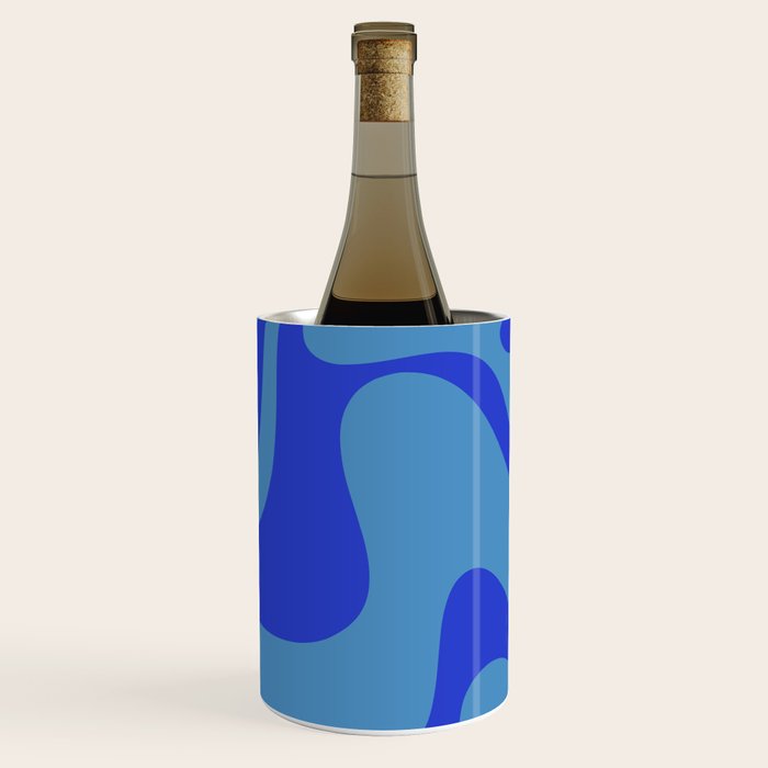 Retro Liquid Swirl Contemporary Abstract Pattern 2 in Cobalt Blue Wine Chiller Gallery Image 1