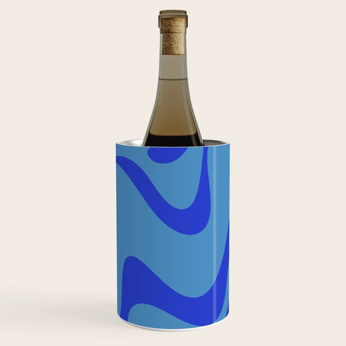 Retro Liquid Swirl Contemporary Abstract Pattern 2 in Cobalt Blue Wine Chiller Gallery Image 3