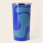 Retro Liquid Swirl Contemporary Abstract Pattern 2 in Cobalt Blue Travel Mug Gallery Image 1