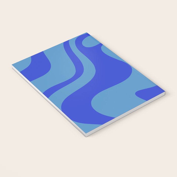 Retro Liquid Swirl Contemporary Abstract Pattern 2 in Cobalt Blue Notebook Gallery Image 3
