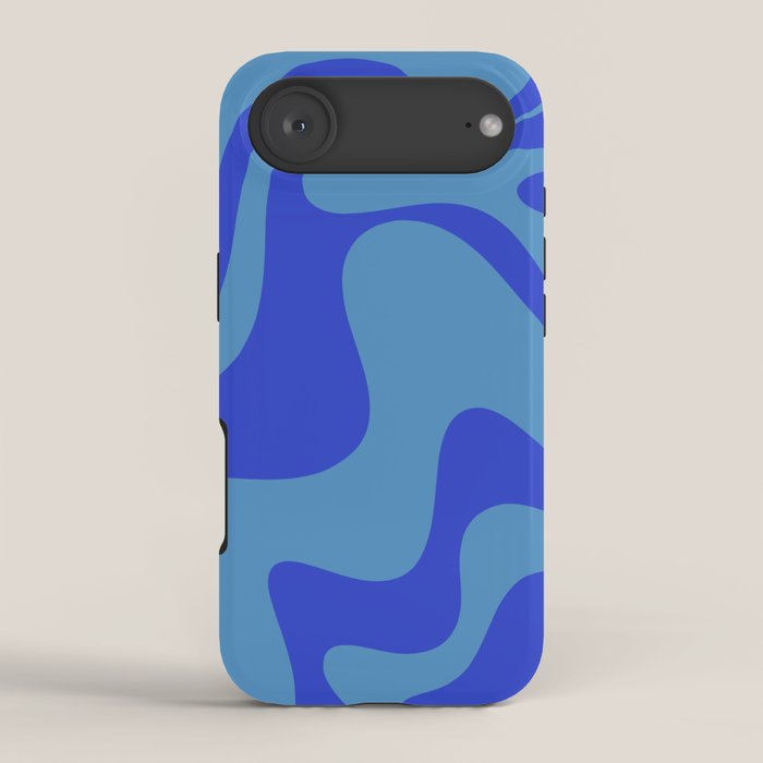 Retro Liquid Swirl Contemporary Abstract Pattern 2 in Cobalt Blue iPhone Case Gallery Image 2
