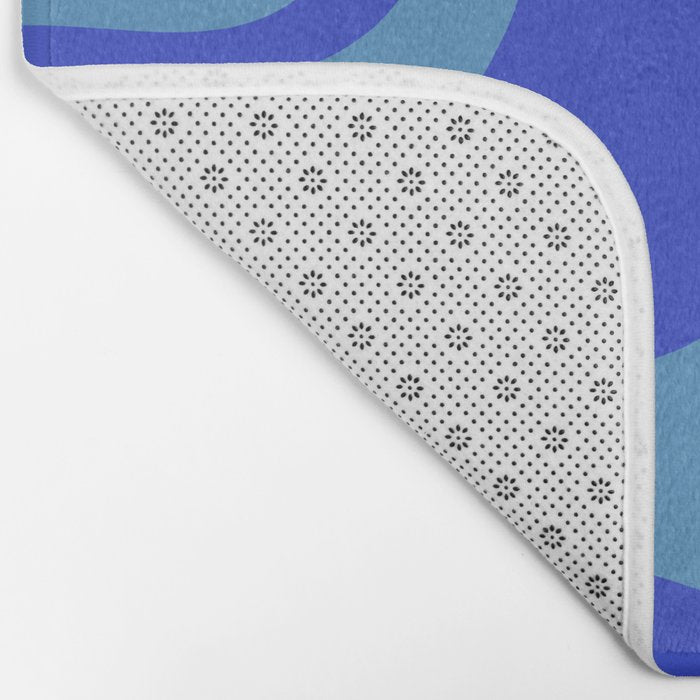 Retro Liquid Swirl Contemporary Abstract Pattern 2 in Cobalt Blue Bath Mat Gallery Image 2