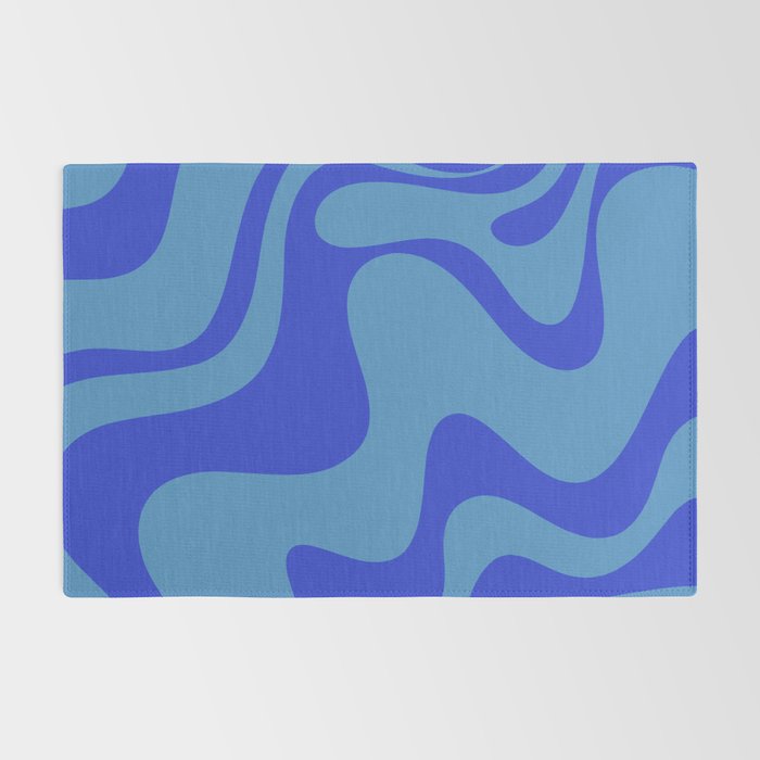 Retro Liquid Swirl Contemporary Abstract Pattern 2 in Cobalt Blue Rug Gallery Image 2