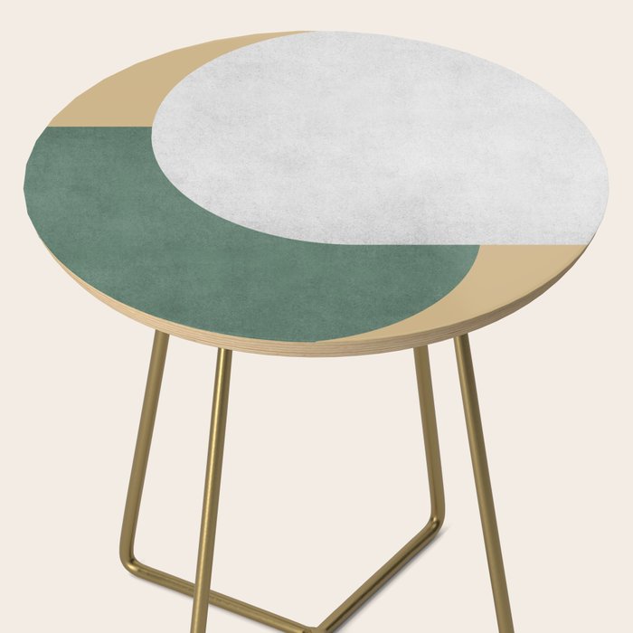 Halfmoon Colorblock - White Green on Gold Side Table Gallery Image 2