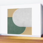 Halfmoon Colorblock - White Green on Gold Wall Mural Gallery Image 2