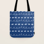 Abstract Cookie Pattern Doodle in Navy & Sky Blue Tote Bag Gallery Image 1