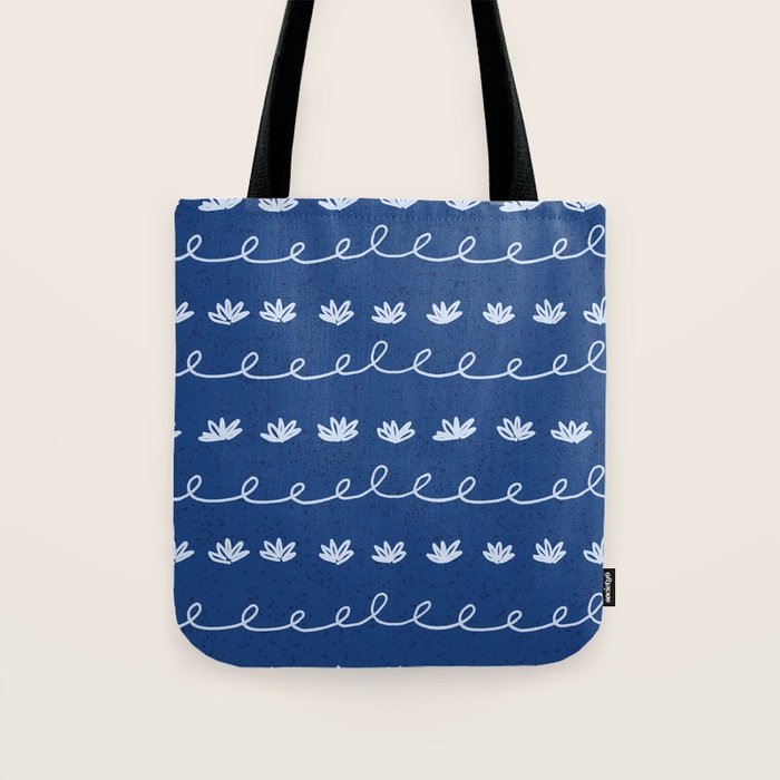 Abstract Cookie Pattern Doodle in Navy & Sky Blue Tote Bag Gallery Image 1