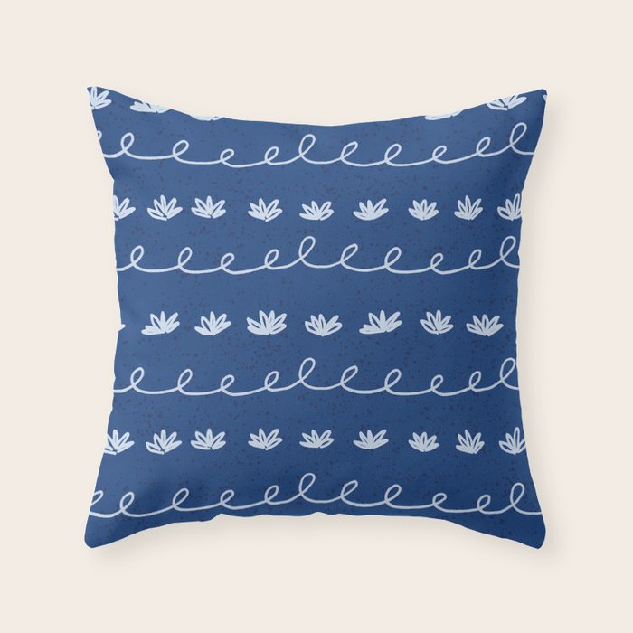 Abstract Cookie Pattern Doodle in Navy & Sky Blue Throw Pillow Gallery Image 6