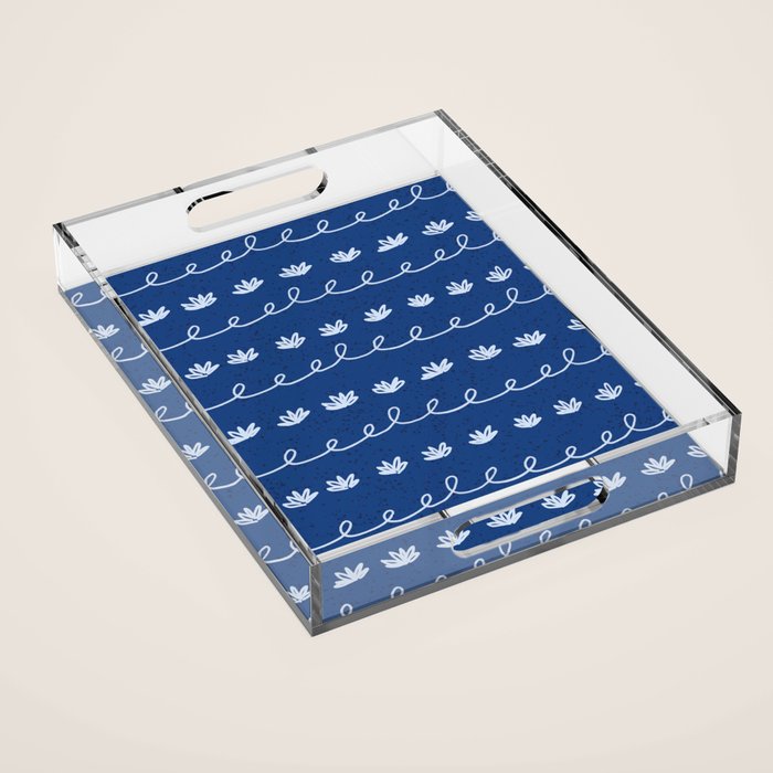 Abstract Cookie Pattern Doodle in Navy & Sky Blue Acrylic Tray Gallery Image 1
