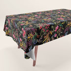 Holiday 2025 Festive Floral Foliage Colorful Dark Tablecloth Gallery Image 1