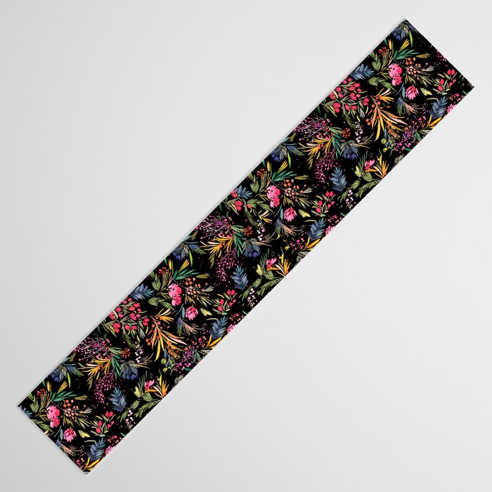 Holiday 2025 Festive Floral Foliage Colorful Dark Table Runner Gallery Image 3