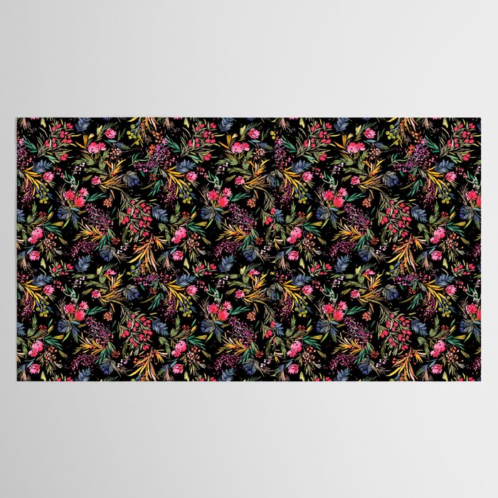 Holiday 2025 Festive Floral Foliage Colorful Dark Tablecloth Gallery Image 2