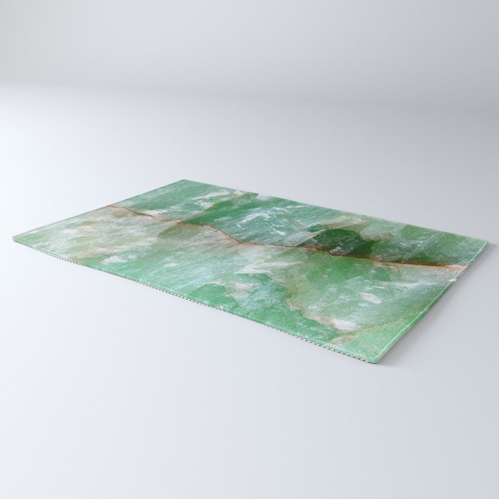 Crystalized Pale Green Quartz Slab with Copper Vein Rug Gallery Image 3