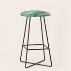 Crystalized Pale Green Quartz Slab with Copper Vein Stool Gallery Image 1