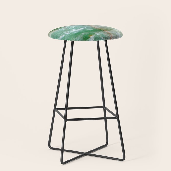Crystalized Pale Green Quartz Slab with Copper Vein Stool Gallery Image 1