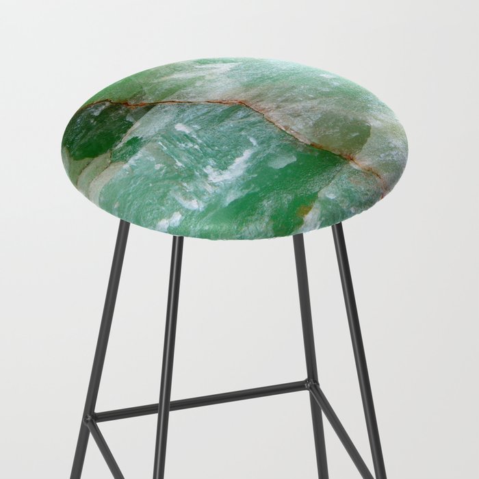 Crystalized Pale Green Quartz Slab with Copper Vein Stool Gallery Image 2