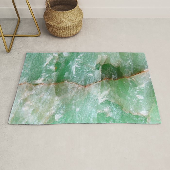 Crystalized Pale Green Quartz Slab with Copper Vein Rug Gallery Image 1